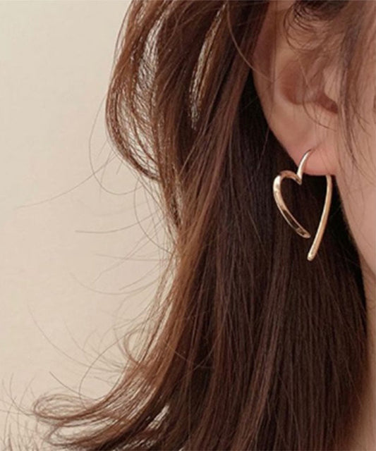 Stylish Gold Copper Overgild Love Hoop Earrings
