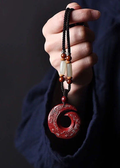 Red Jade Cinnabar Pendant Necklace