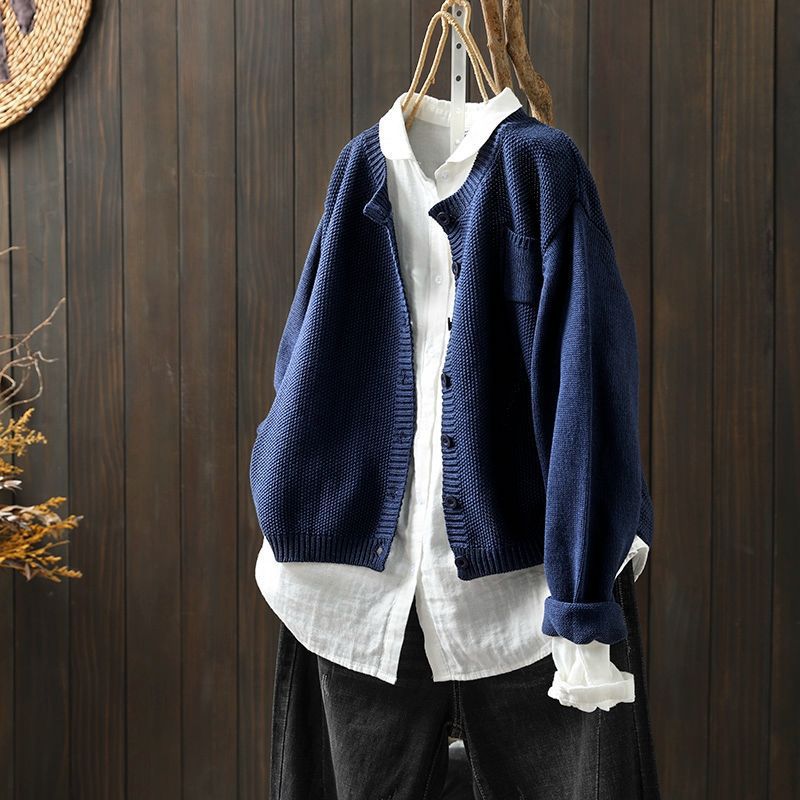 Vintage Solid Long Sleeve Sweater Cardigan elevenforest
