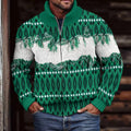 Men'S Vintage Geometry Knitted Jacquard Zipper Cozy Sweater Cardigan artswardrobe