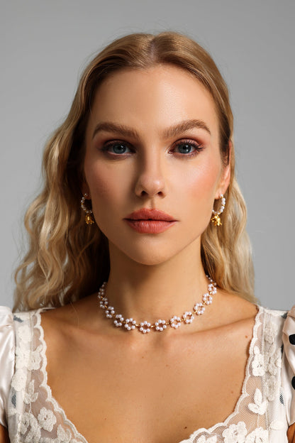 Gold Faux Pearl Earrings