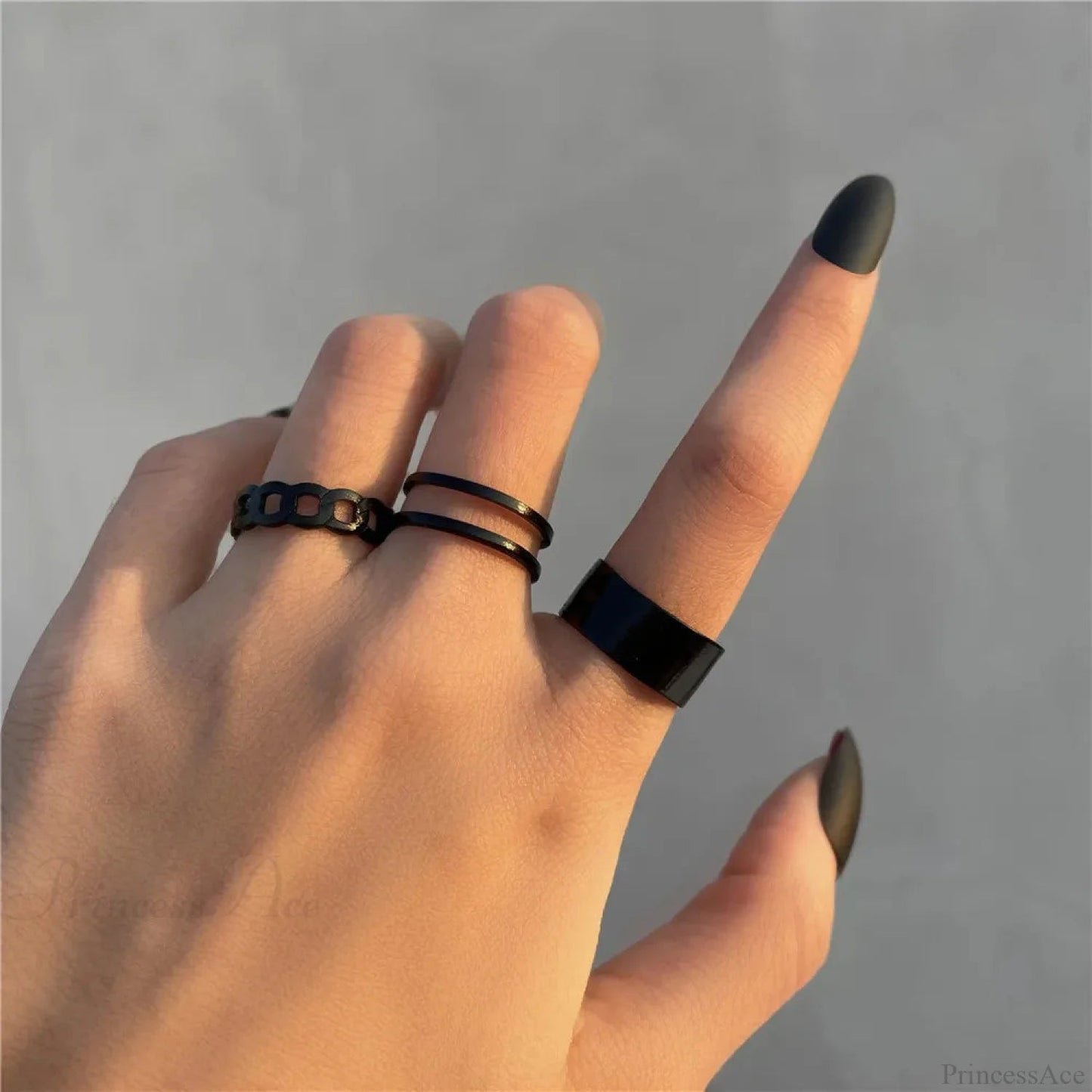 Stylish Gothic Punk Black Joint Rings Collection