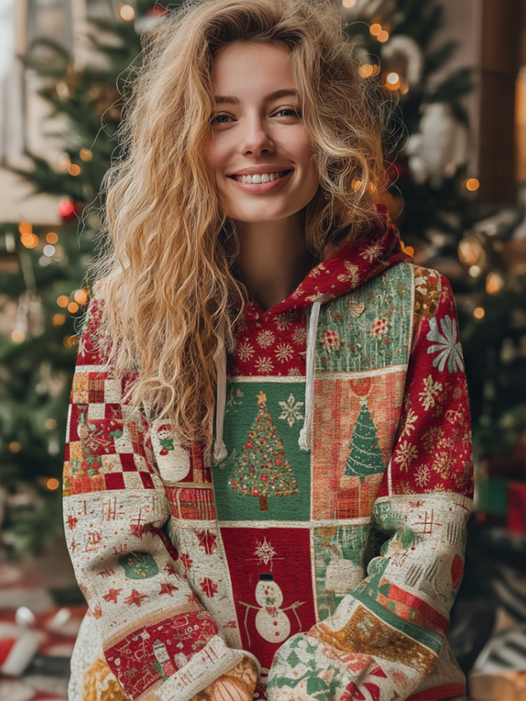 Comstylish Women's Christmas Colorful Printed Hoodie