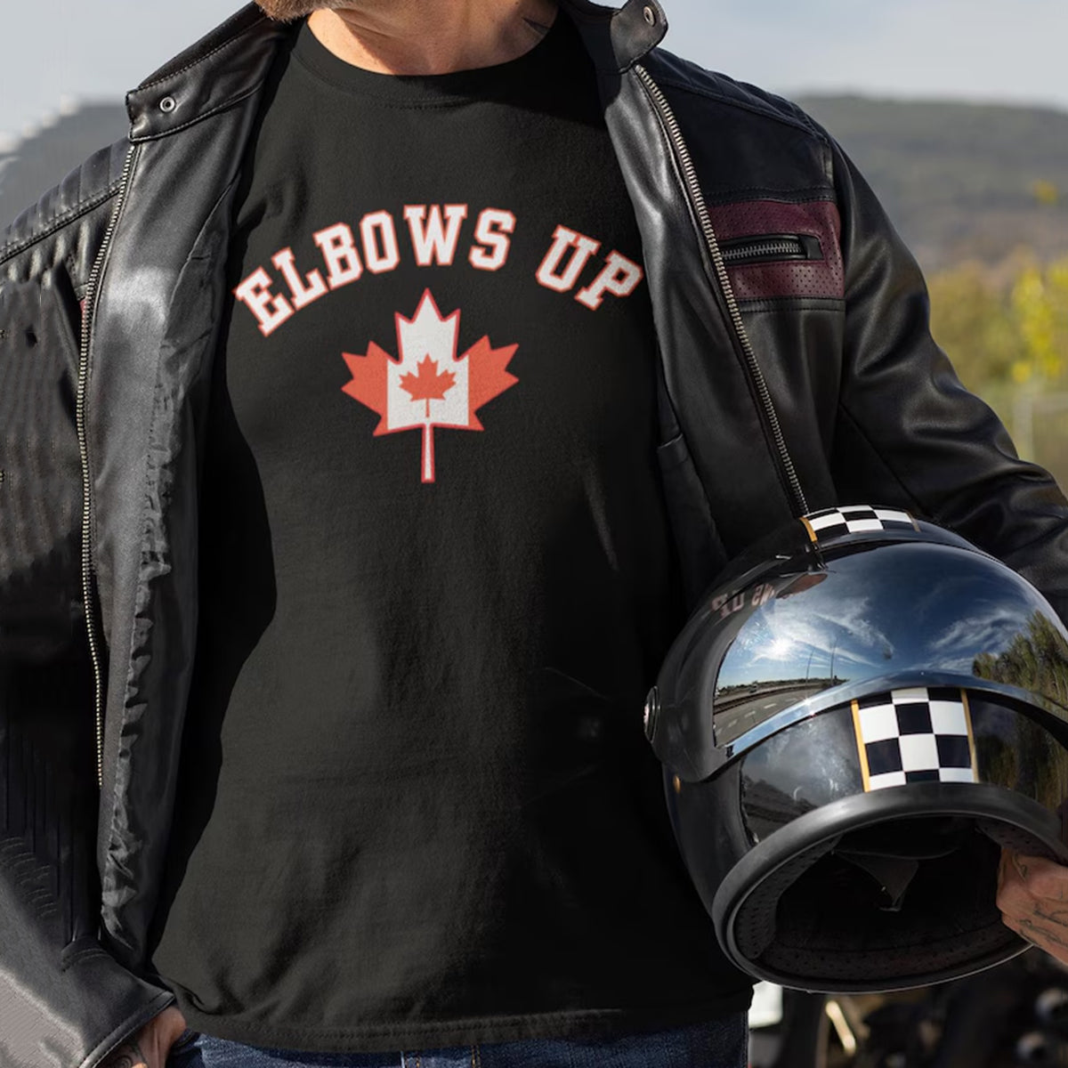 Men's Elbows Up Canada!  Canadian Strong Show Your Spirit With This Varsity-inspired Art Print Casual Short Sleeve T-shirt elevenforest
