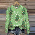 Comstylish Christmas Tree Print Crew Neck Casual Sweatshirt