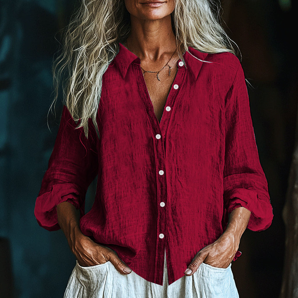Comstylish Vintage Elegant Art Linen Ruffle Shirt