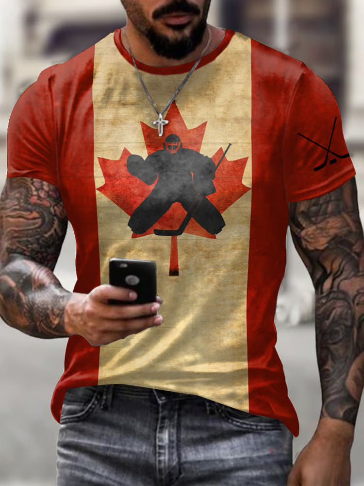 Men's Retro Canada Hockey Print T-shirt elevenforest