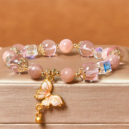 8mm Amethyst and Sunstone Peace Butterfly Bracelet