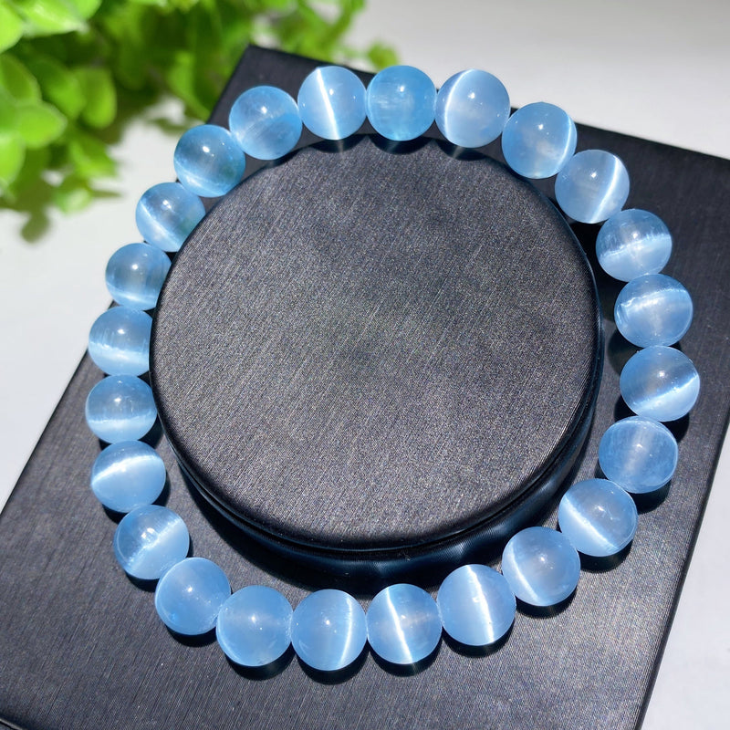 8mm Aura Selenite Spiritual Bracelet for Healing & Protection
