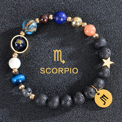 8mm Mixed Crystal Spiritual Protection Bracelet With Zodiac Charms
