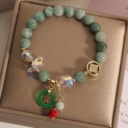 8mm Strawberry Quartz Jade Fu Character Healing Bracelet