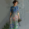 Women's Oil Painting Floral Sequined Maxi Dress artswardrobe