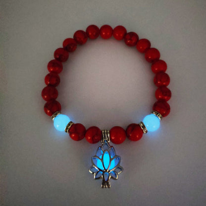 Luminous Lotus Energy Bracelet - Glow-in-the-dark Natural Stone Healing