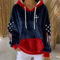Comstylish Women's Christian Cross Art Flannel Hoodie