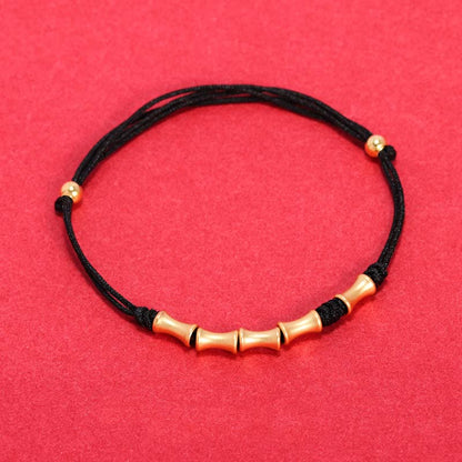 925 Sterling Silver Bamboo Protection Luck Red String Bracelet