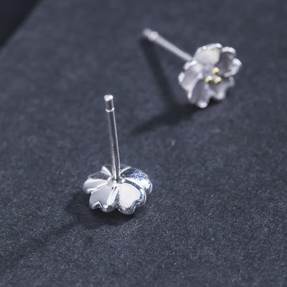 925 Sterling Silver Cherry Blossoms Calm Stud Spiritual Earrings