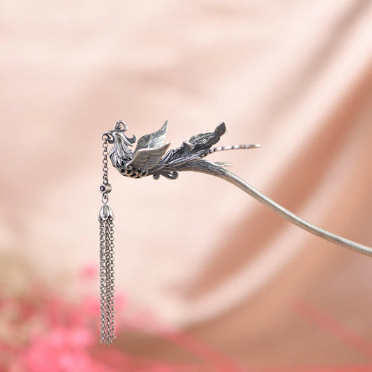 925 Sterling Silver Phoenix Hairpin | Protection Symbol
