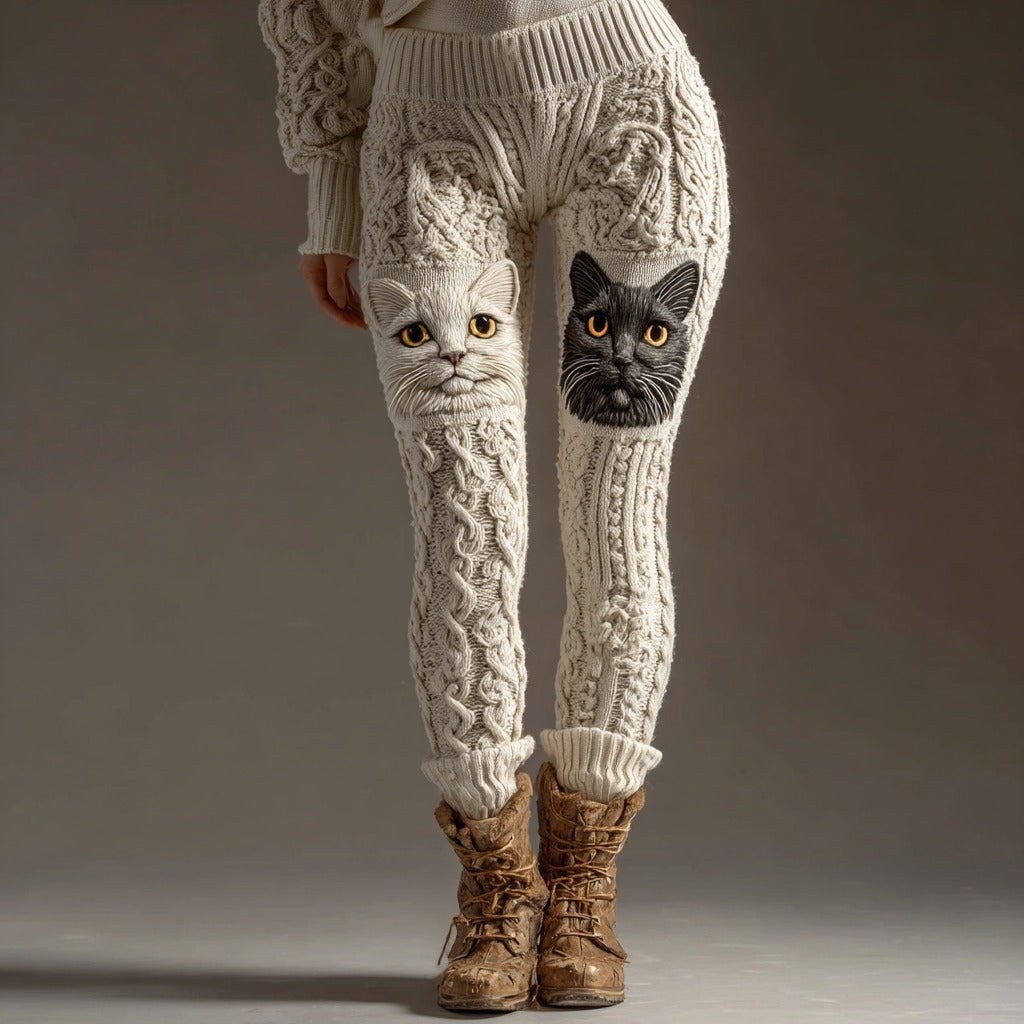 Women's Cute Cat Knitted Warm Knitted Leggings elevenforest