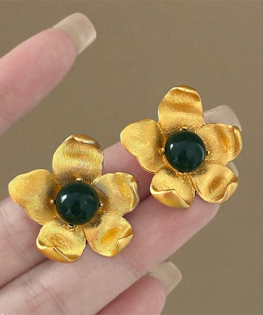 Boutique Gold Sterling Silver Overgild Resin Stud Earrings