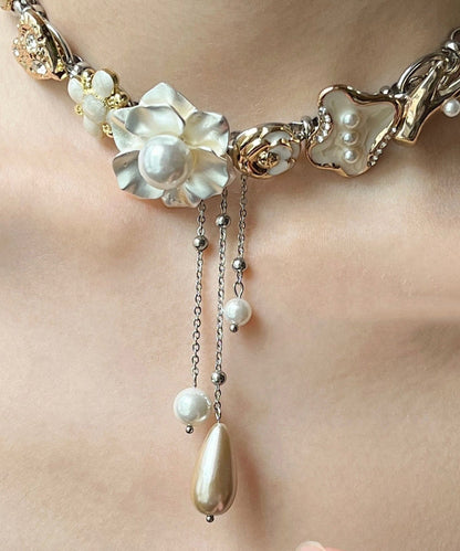 White Tassel Pearl Adjustable Alloy Choker