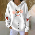 Comstylish Women's Christmas Snowman Print Casual Hoodie