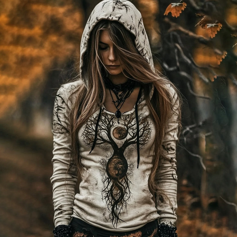 Comstylish Women's Tribal Viking Tree Of Life Totem Casual Hoodie