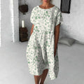 Retro Floral Art Flowy Midi Dress artswardrobe