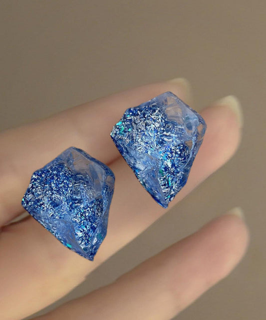 Blue Personalized Irregular Alloy Resin Earrings