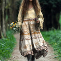 Vintage Lace Floral Linen Blend Maxi Dress artswardrobe