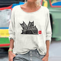 Cute Cat Family Pattern Vintage Washed T Shirt elevenforest