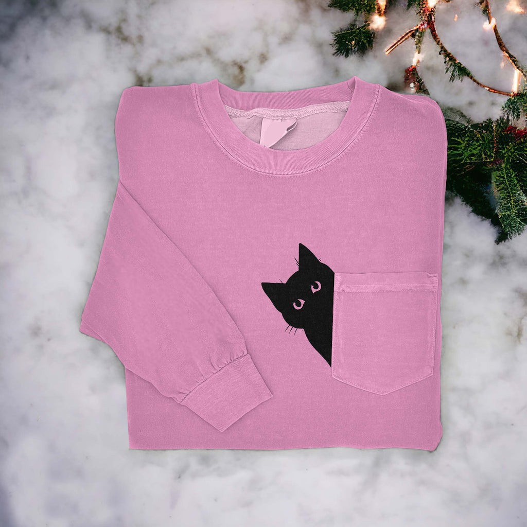 Funny Japanese Art Black Cat Art Women's Cozy Pocket T-Shirt elevenforest