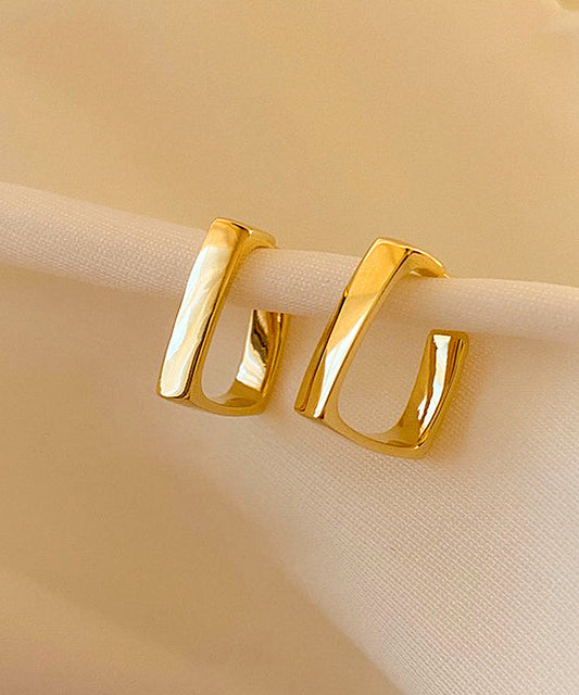 Regular Gold Sterling Silver Alloy Squarehoop Earrings