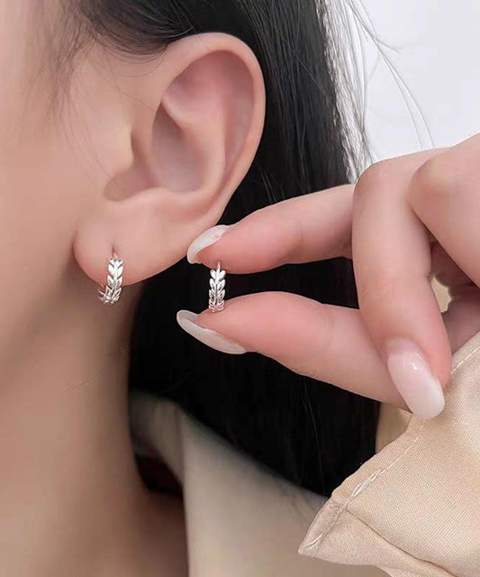 Silk Sterling Silver Ear of Wheat Hoop Earrings