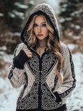 Women's Vintage Viking Inspired Celtic Knot Knit Hooded Cardigan artswardrobe