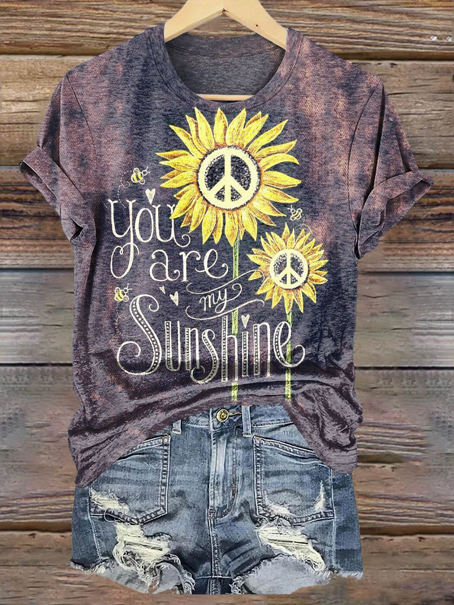 Women's Art Painting Hippie Print Crew Neck T-Shirt