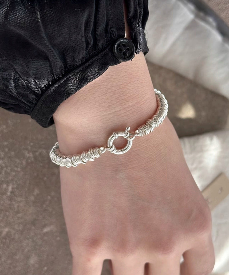 Original Design Silk Sterling Silver Circle Chain Bracelet