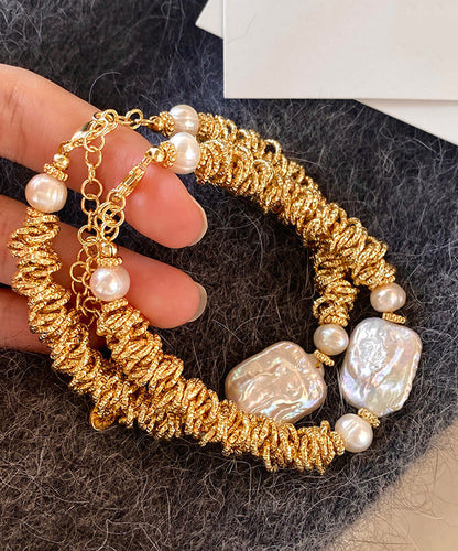 Light Exquisite Pearl Baroque Chain Bracelet