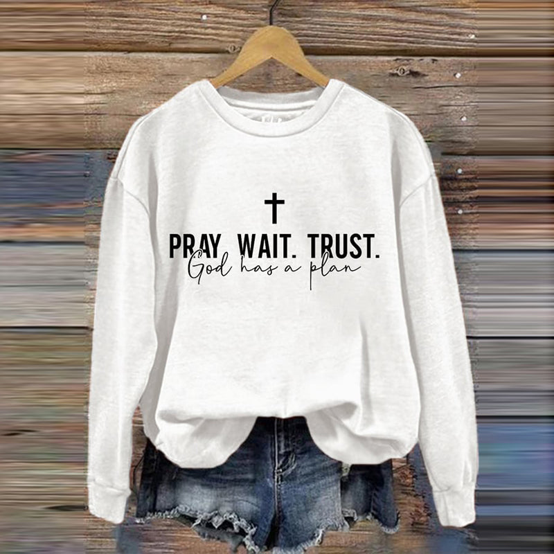 Comstylish Women's Pray Wait Trust Print Sweatshirt