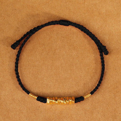 999 Gold Ultra-thin Braided Red String Bracelet