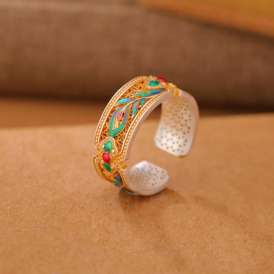 999 Sterling Silver Feather Design Spiritual Healing Ring