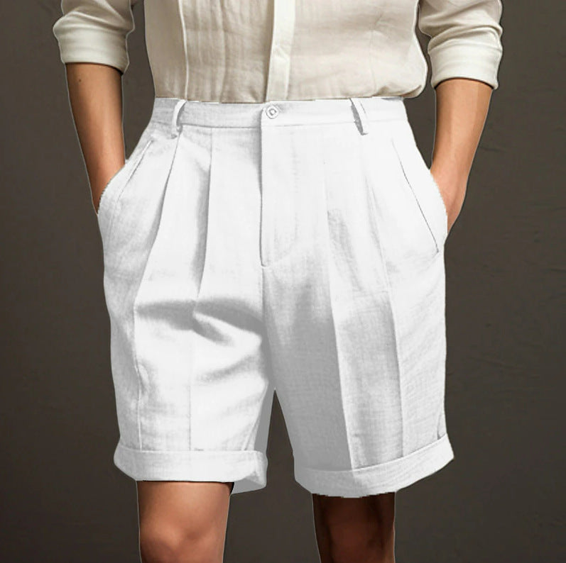 Men's Vintage Casual Pleated Cotton Linen Shorts elevenforest