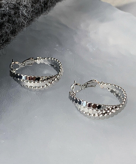 Boutique Silk Sterling Silver Fried Dough Twist Hoop Earrings