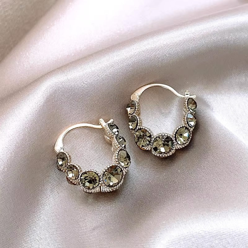 Boutique Copper Alloy Zircon Hoop Earrings