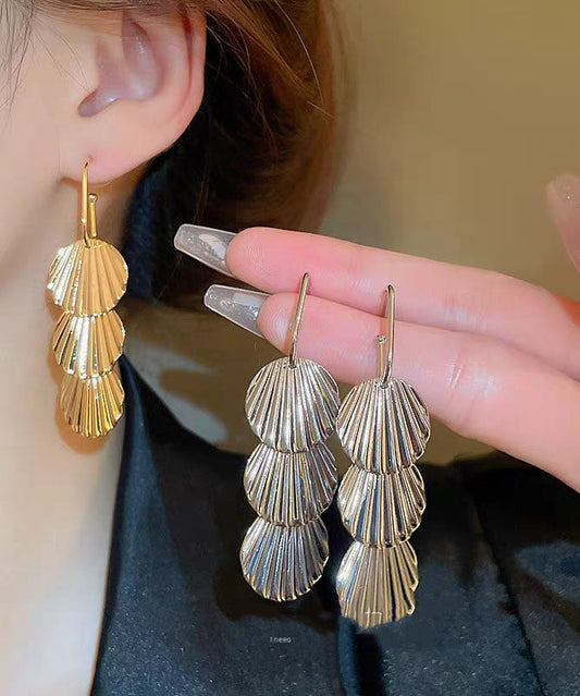 Silk Metal Alloy Shell Flower Drop Earrings