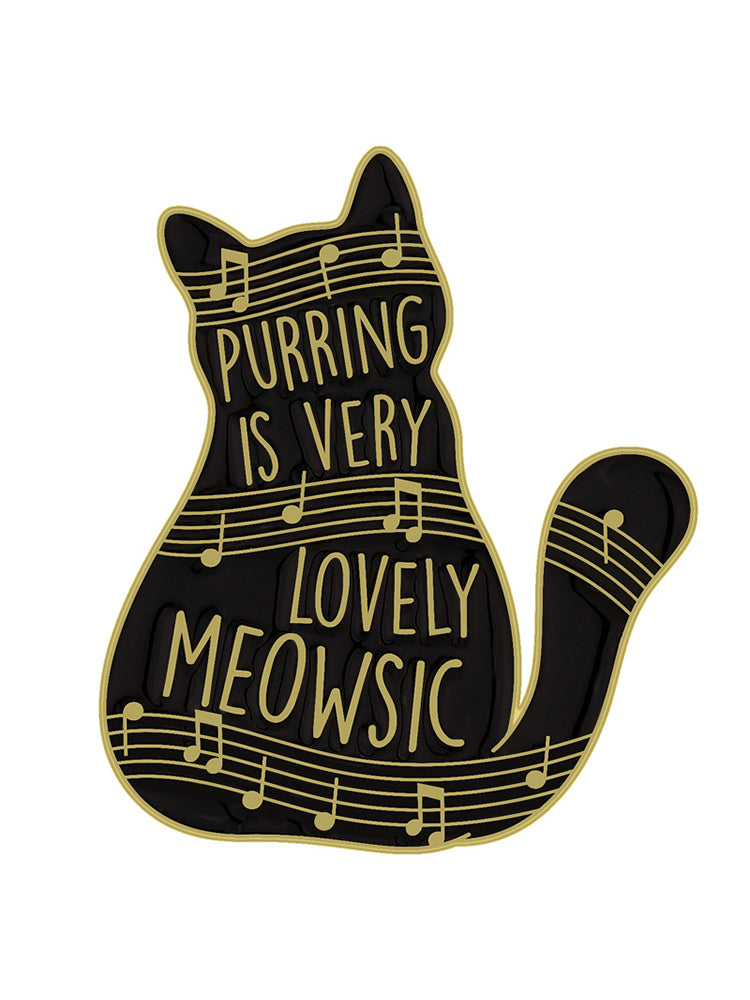 Lovely Black Cat Music Note Brooch elevenforest