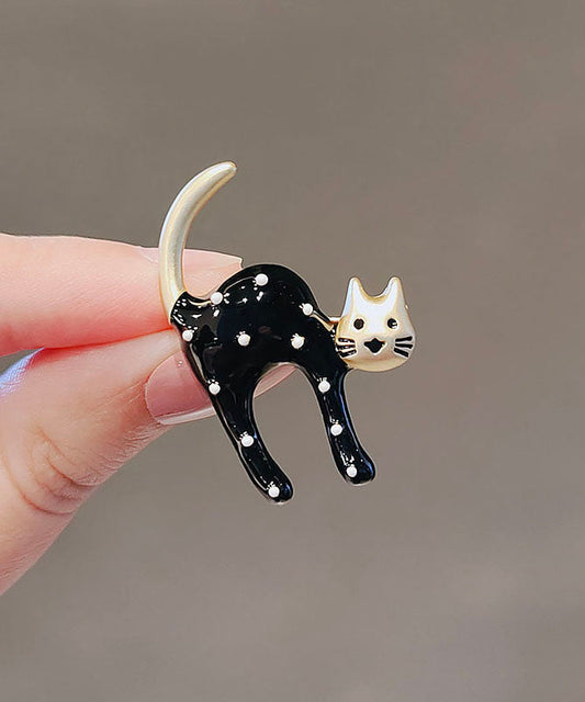 Black Alloy Dot Little Cats Brooches