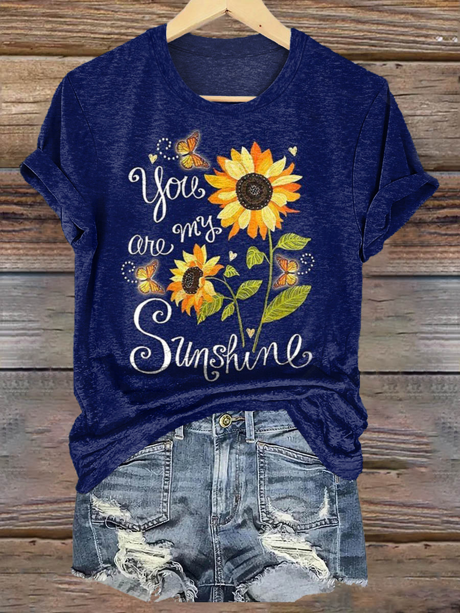 Hippie You Are My Sunshine Art Print Casaul Short Sleeve T-shirt