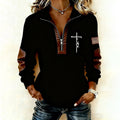 Comstylish Women's Faith Print Zipper Stand Collar Sweatshirt