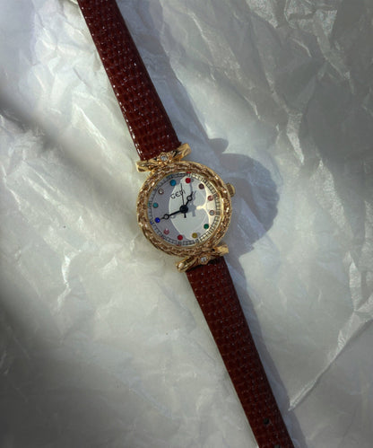 Coffee Leather Alloy Quartz Movement Watches