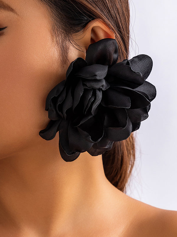 Color Three-dimensional Flower Drop Earrings